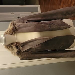 INC International Concepts suede fur collar jacket